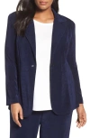 Vikki Vi One-button Stretch Knit Blazer In Navy