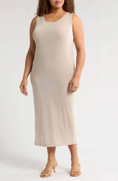 Vikki Vi Sleeveless Stretch Knit Maxi Tank Dress In Sand