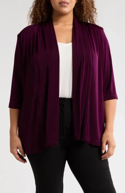 Vikki Vi Stretch Knit Open Front Jacket In Boysenberry