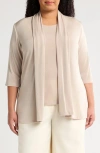 Vikki Vi Stretch Knit Open Front Jacket In Sand