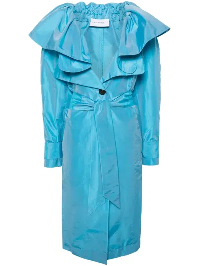 Viktor & Rolf Belted Taffeta Trench Coat In 蓝色