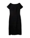 Viktor & Rolf Black Evening Dress With Textured Puff Sleeves In Multi