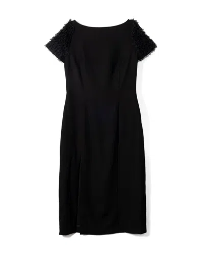 VIKTOR & ROLF BLACK EVENING DRESS WITH TEXTURED PUFF SLEEVES