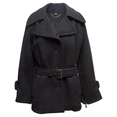 Pre-owned Viktor & Rolf Black  Wool Belted Peacoat Size It 40