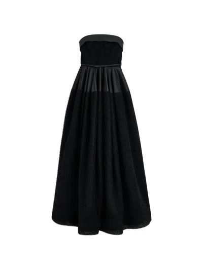 Viktor & Rolf Bow-detail Strapless Maxi Dress In Black