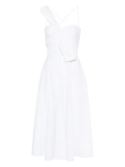 Viktor & Rolf Bow Drape Midi Dress In White