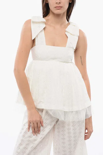 Viktor & Rolf Bows To The Sky Peplum Top In White