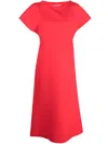 Viktor & Rolf Braid-detail Cap-sleeve Maxi Dress In Red