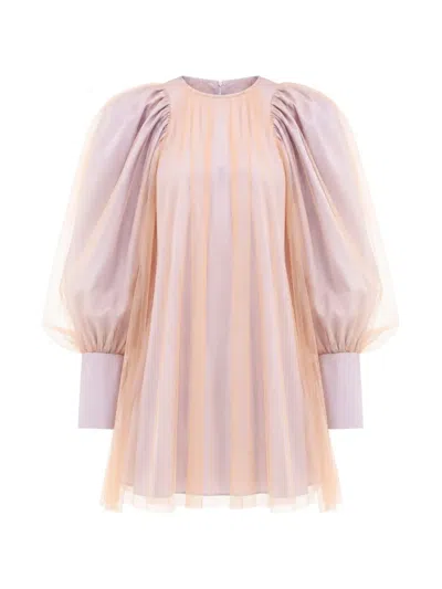 Viktor & Rolf Castle In The Sky Puff-sleeve Mini Dress In Neutral