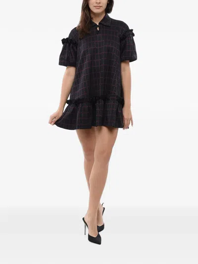Viktor & Rolf Checked Ruffled Dress In Black