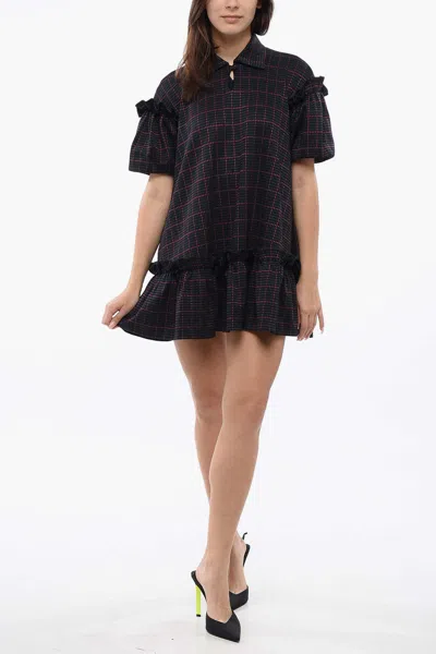 Viktor & Rolf Checked Ruffled Dress In Black