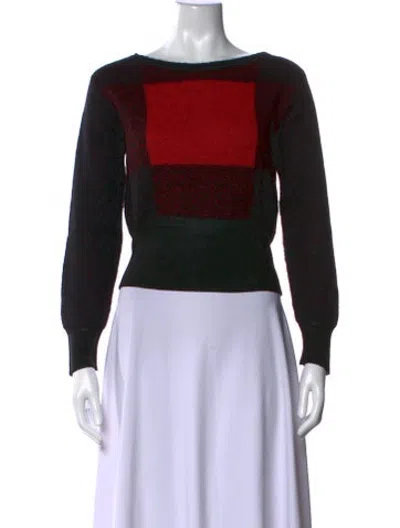 Pre-owned Viktor & Rolf Colorblock Pattern Bateau Neckline Sweater In Blue