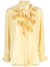 Viktor & Rolf Crepe Floral-appliqué Shirt In Yellow