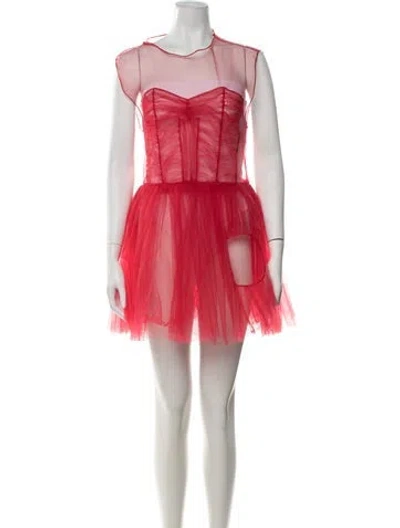 Pre-owned Viktor & Rolf Crew Neck Mini Dress In Red