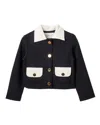 Viktor & Rolf Cropped Black Jacket With Contrasting White Collar In Black