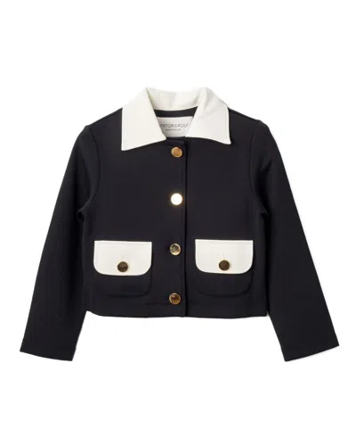 Viktor & Rolf Cropped Black Jacket With Contrasting White Collar