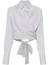 Viktor & Rolf Cropped Wrap Striped Shirt In 灰色