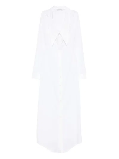 Viktor & Rolf 드레이빙 네크라인 셔츠 드레스 In White