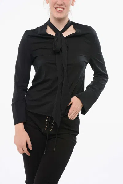 Viktor & Rolf Draped Turtleneck Top In Black