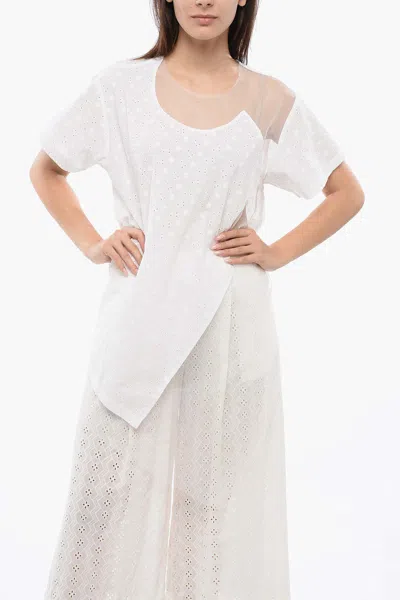 Viktor & Rolf Floating Time Mesh-detail T-shirt In White