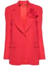 Viktor & Rolf Floral-appliqué Crepe Blazer In Red