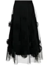 Viktor & Rolf Flower-detail Tulle Midi Skirt In Black