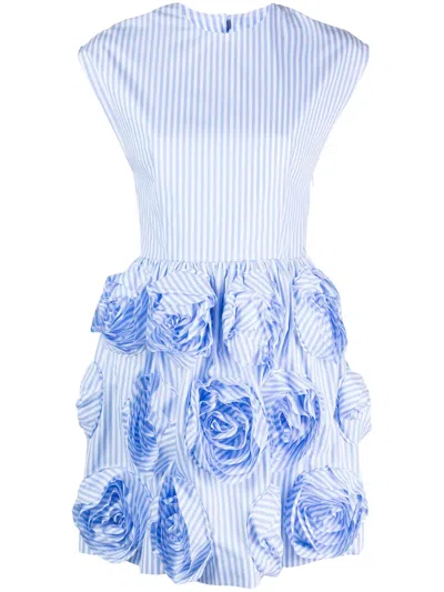 Viktor & Rolf Floral-motif Cut-out Minidress In Blue