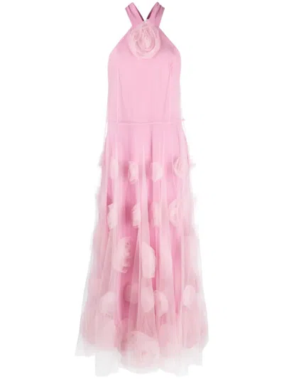 Viktor & Rolf Floral-motif Tulle Maxi Dress In Pink