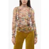 Viktor & Rolf Floral Print Sheer Ripple Reflection Long Sleeved Top