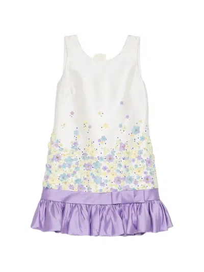 Viktor & Rolf Floral-appliqué Ruffled Dress In White