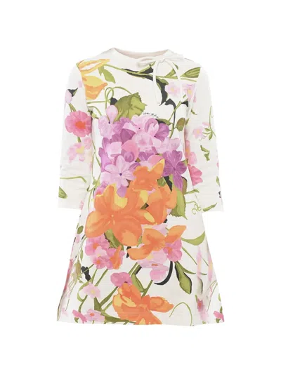 Viktor & Rolf Floral-print A-line Cotton Mini Dress In White