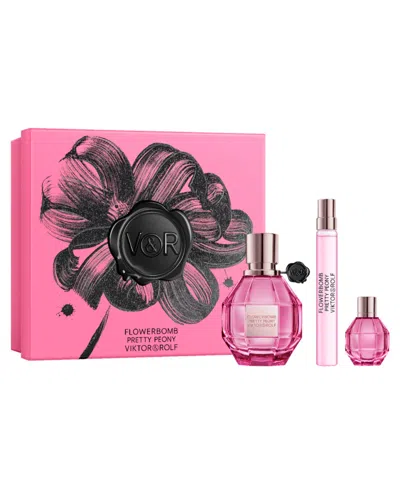 Viktor & Rolf Flowerbomb Pretty Peony 3-pc. Eau De Parfum Gift Set In Transparent