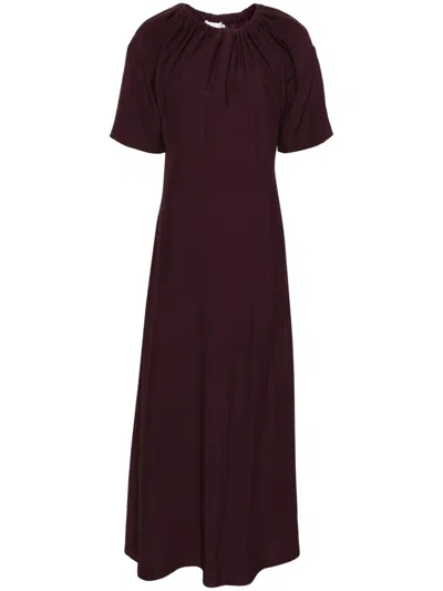 Viktor & Rolf Gathered-neckline Crepe Maxi Dress In 紫色