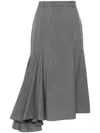 Viktor & Rolf Godet-detail Wool Asymmetric Skirt In 灰色