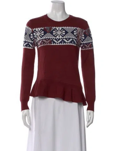 Pre-owned Viktor & Rolf Graphic Print Crew Neck Sweater In Burgundy
