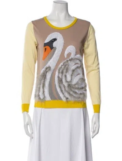 Pre-owned Viktor & Rolf Graphic Print Crew Neck Top In Yellow
