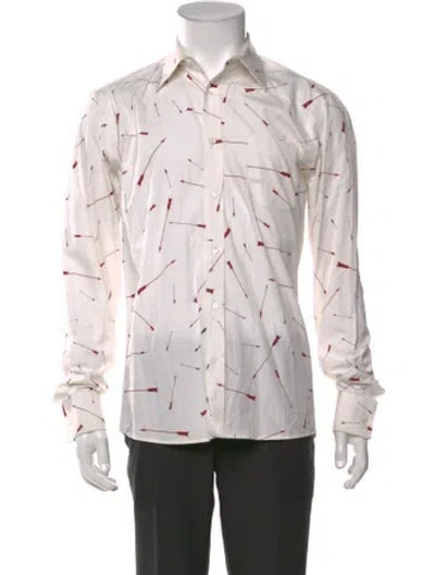 Pre-owned Viktor & Rolf Graphic Print Long Sleeve Dress Shirt In White