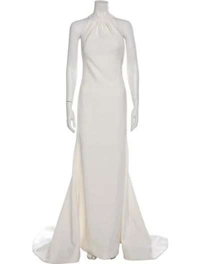 Pre-owned Viktor & Rolf Halterneck Long Dress In Neutral
