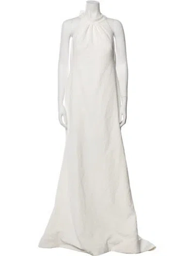Pre-owned Viktor & Rolf Halterneck Long Dress In White