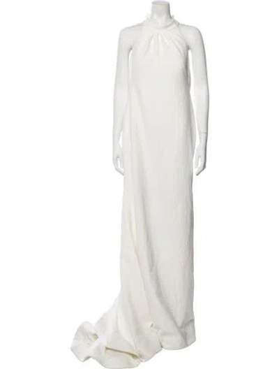 Pre-owned Viktor & Rolf Halterneck Long Dress In White