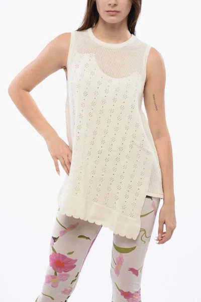 Viktor & Rolf Hanging By A Thread Mesh-detail Sleeveless Top In Beige