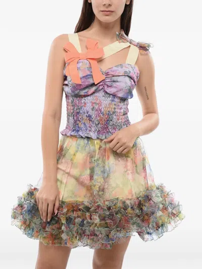 Viktor & Rolf Haute Fantaisie Floral-print Bow-detail Top In Multi