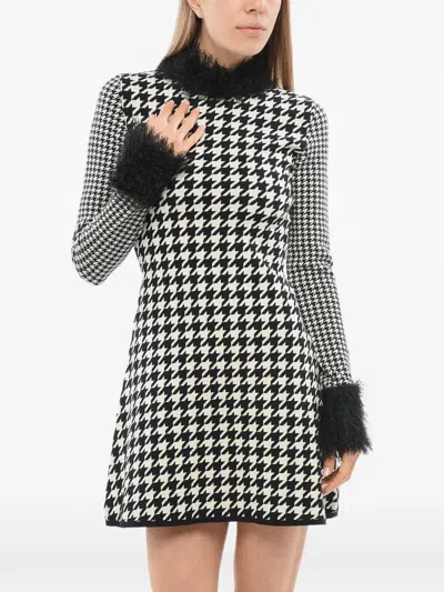 Viktor & Rolf Houndstooth-pattern Thread-detail Dress In Multi