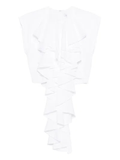 Viktor & Rolf Jabot Ruffle Top In White