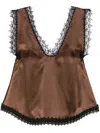 Viktor & Rolf Lace-trim Silk Camisole In Brown