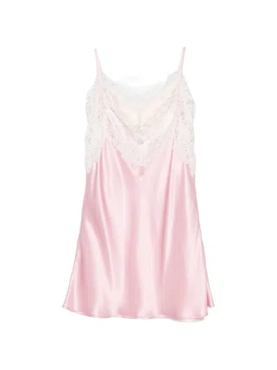 Viktor & Rolf Minikleid Im Layering-look Mit Spitzenbesatz In Pink