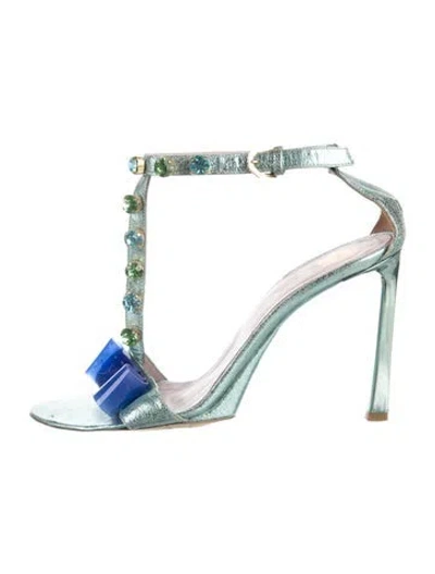 Pre-owned Viktor & Rolf Leather T-strap Sandals In Green