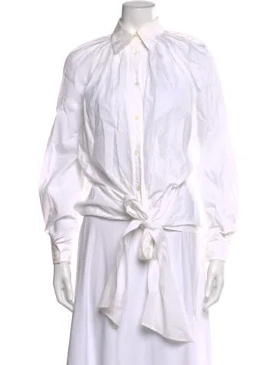 Pre-owned Viktor & Rolf Long Sleeve Blouse In White