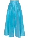 Viktor & Rolf Mid-rise Taffeta Palazzo Trousers In 蓝色
