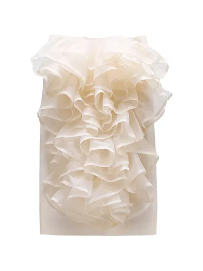 Viktor & Rolf Midi Ruffled-trim Pencil Skirt In Multi
